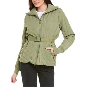 Cabi Ski Lift Puffer Jacket Women’s Size Large In Green Belted Style 4300